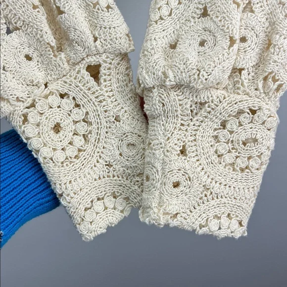 Zara Crochet Lace Crop Top Cream Cropped Womens Medium Victorian Cottagecore - Picture 5 of 8